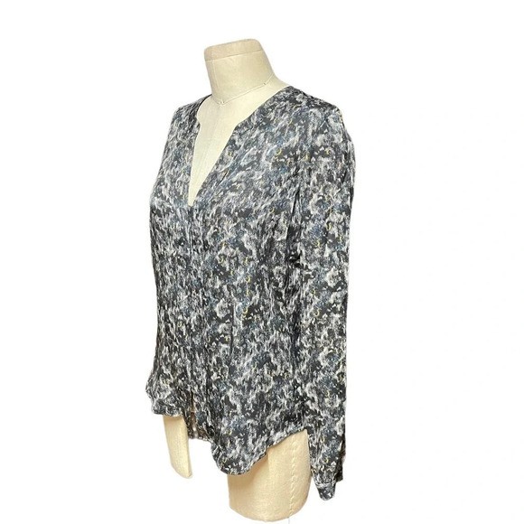 Theory Ruisa Caligula Multi Color Silk Blouse Gray Blue Size XS - Picture 5 of 9